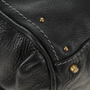 Chloe Paddington Hand Bag Leather Black Gold Silver Auth ar14018SAM-9