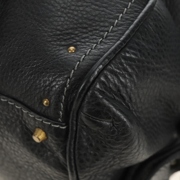 Chloe Paddington Hand Bag Leather Black Gold Silver Auth ar14018SAM