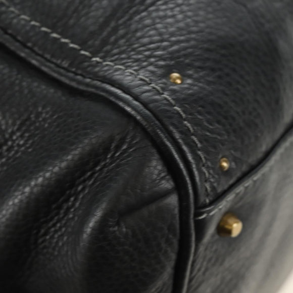 Chloe Paddington Hand Bag Leather Black Gold Silver Auth ar14018SAM