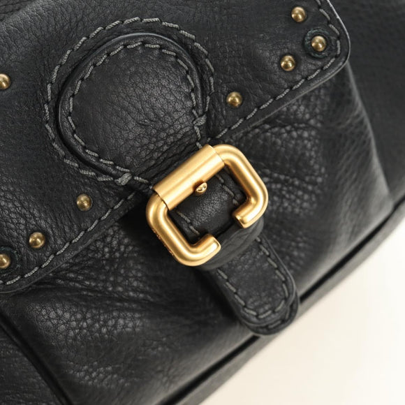 Chloe Paddington Hand Bag Leather Black Gold Silver Auth ar14018SAM