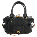 Chloe Paddington Hand Bag Leather Black Gold Silver Auth ar14018SAM-13