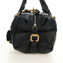 Chloe Paddington Hand Bag Leather Black Gold Silver Auth ar14018SAM-3