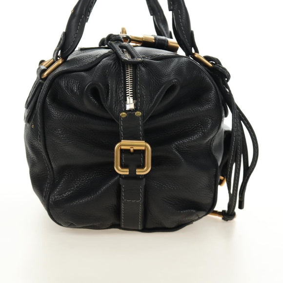 Chloe Paddington Hand Bag Leather Black Gold Silver Auth ar14018SAM