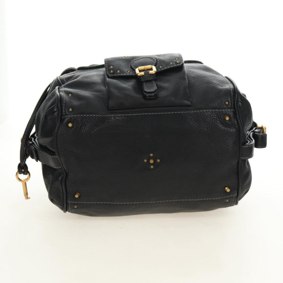 Chloe Paddington Hand Bag Leather Black Gold Silver Auth ar14018SAM