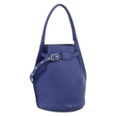 CELINE Hand Bag Leather Blue Silver Auth ar14019A-1