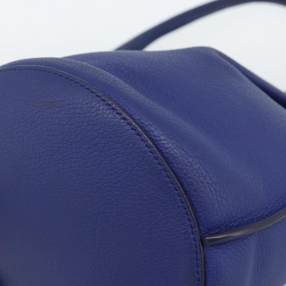 CELINE Hand Bag Leather Blue Silver Auth ar14019A