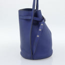 CELINE Hand Bag Leather Blue Silver Auth ar14019A-3