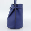 CELINE Hand Bag Leather Blue Silver Auth ar14019A-4