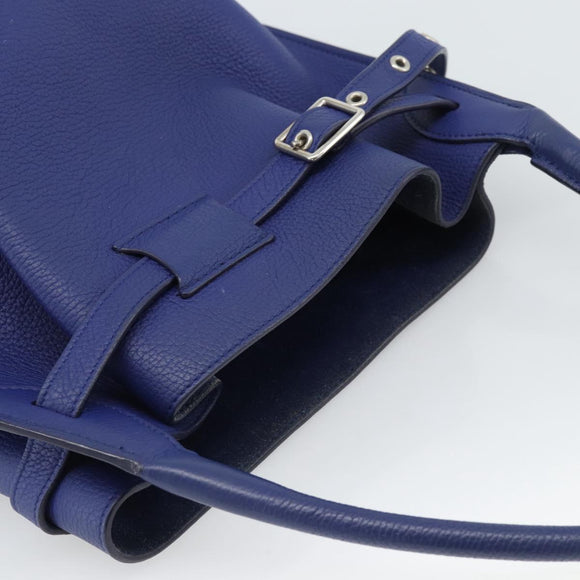 CELINE Hand Bag Leather Blue Silver Auth ar14019A