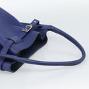 CELINE Hand Bag Leather Blue Silver Auth ar14019A-7