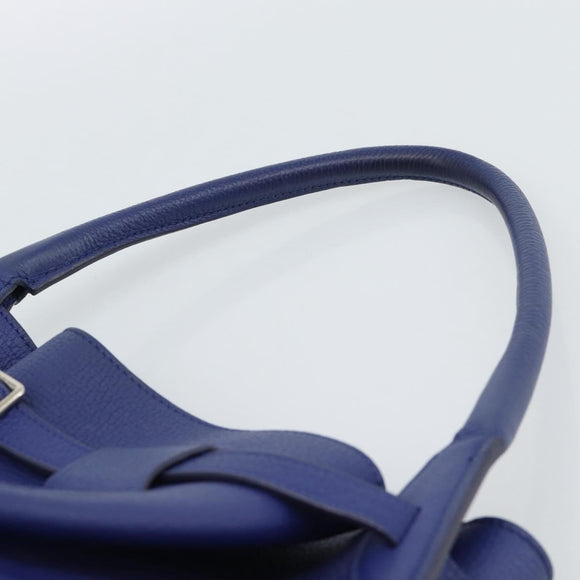 CELINE Hand Bag Leather Blue Silver Auth ar14019A