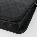 CHANEL Matelasse Chain Hand Bag Lamb Skin Black Gold CC Auth ar14020-11