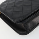 CHANEL Matelasse Chain Hand Bag Lamb Skin Black Gold CC Auth ar14020-12