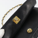CHANEL Matelasse Chain Hand Bag Lamb Skin Black Gold CC Auth ar14020-16