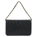 CHANEL Matelasse Chain Hand Bag Lamb Skin Black Gold CC Auth ar14020-3