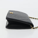 CHANEL Matelasse Chain Hand Bag Lamb Skin Black Gold CC Auth ar14020-5