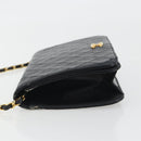 CHANEL Matelasse Chain Hand Bag Lamb Skin Black Gold CC Auth ar14020-6