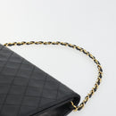 CHANEL Matelasse Chain Hand Bag Lamb Skin Black Gold CC Auth ar14020-9