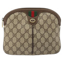 GUCCI GG Supreme Web Sherry Line Bag PVC Beige Gold 904 02 047 Auth ar14021-2