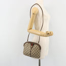 GUCCI GG Supreme Web Sherry Line Bag PVC Beige Gold 904 02 047 Auth ar14021-22