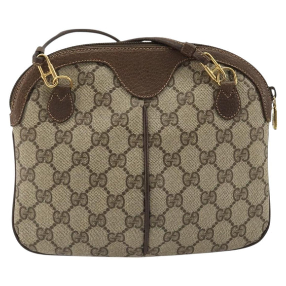 GUCCI GG Supreme Web Sherry Line Bag PVC Beige Gold 904 02 047 Auth ar14021