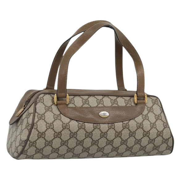 GUCCI GG Supreme Hand Bag PVC Beige Gold Auth ar14025