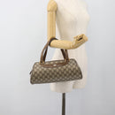 GUCCI GG Supreme Hand Bag PVC Beige Gold Auth ar14025-22