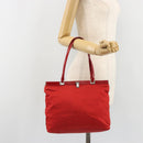 PRADA Hand Bag Nylon Red Silver Auth ar14026-23