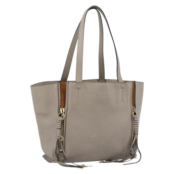 Chloe Tote Bag Leather Gray Gold Auth ar14027