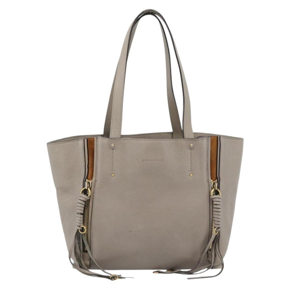 Chloe Tote Bag Leather Gray Gold Auth ar14027