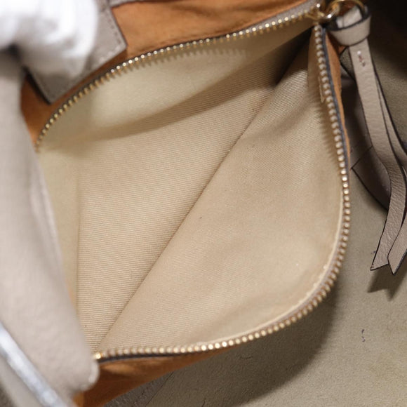 Chloe Tote Bag Leather Gray Gold Auth ar14027