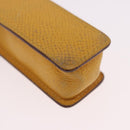 HERMES Lip Case Leather Yellow Auth ar14028-11