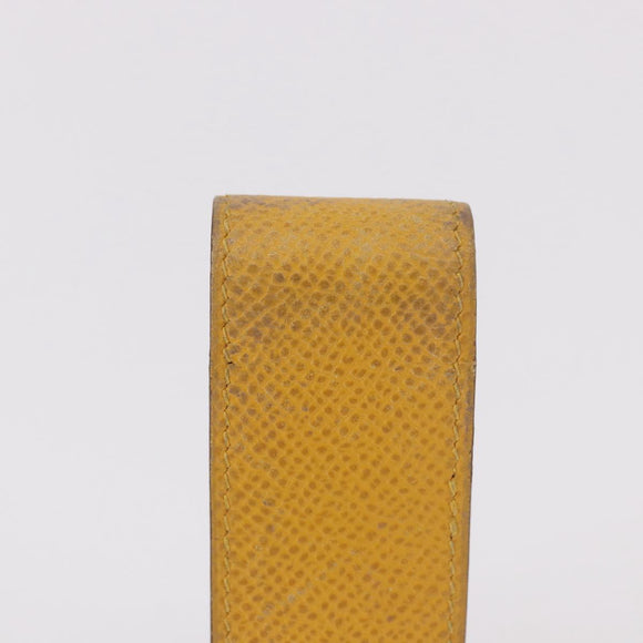 HERMES Lip Case Leather Yellow Auth ar14028