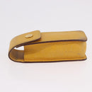 HERMES Lip Case Leather Yellow Auth ar14028-6