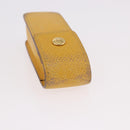 HERMES Lip Case Leather Yellow Auth ar14028-7