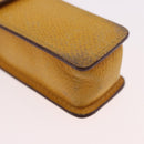 HERMES Lip Case Leather Yellow Auth ar14028-9