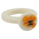 CHANEL Ring Plastic White CC Auth ar14031-1