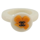 CHANEL Ring Plastic White CC Auth ar14031-2