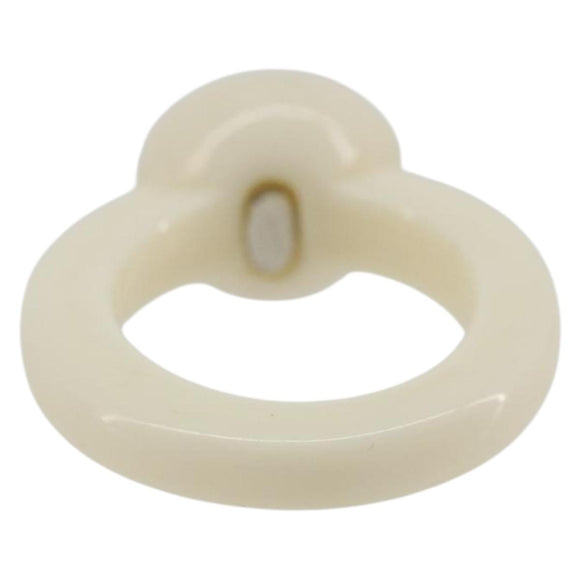 CHANEL Ring Plastic White CC Auth ar14031