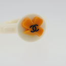 CHANEL Ring Plastic White CC Auth ar14031-7