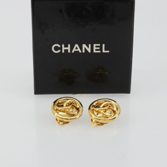 CHANEL Earring Metal Gold Tone CC Auth ar14032V