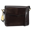 SAINT LAURENT Shoulder Bag Leather Brown Gold Auth ar14039-1