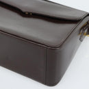 SAINT LAURENT Shoulder Bag Leather Brown Gold Auth ar14039-10