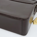 SAINT LAURENT Shoulder Bag Leather Brown Gold Auth ar14039-12