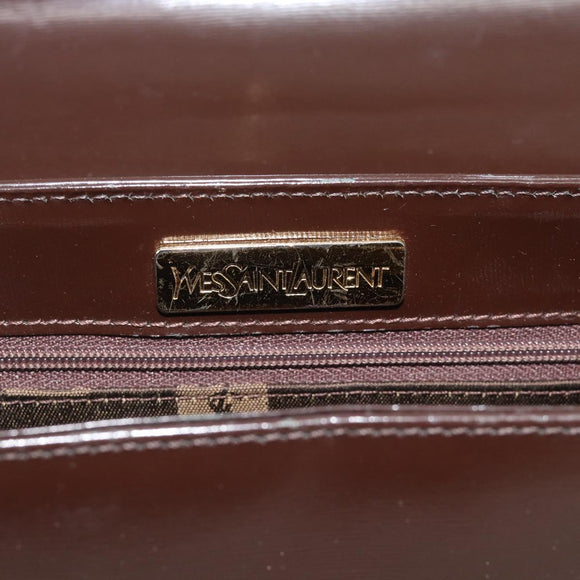 SAINT LAURENT Shoulder Bag Leather Brown Gold Auth ar14039