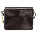 SAINT LAURENT Shoulder Bag Leather Brown Gold Auth ar14039-2