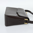 SAINT LAURENT Shoulder Bag Leather Brown Gold Auth ar14039-5