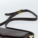 SAINT LAURENT Shoulder Bag Leather Brown Gold Auth ar14039-8
