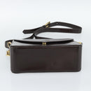 SAINT LAURENT Shoulder Bag Leather Brown Gold Auth ar14039-9