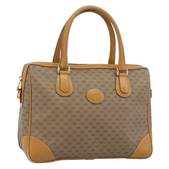 GUCCI Micro GG Hand Bag PVC Leather Beige Gold 002 084 0167 Auth ar14040